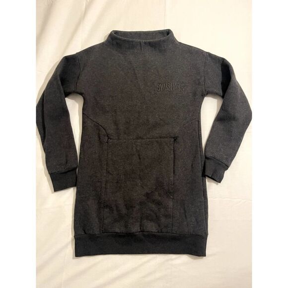 Gymshark Women's Charcoal Grey Mock Neck Pullover Tunic Sweatshirt - Picture 2 of 6